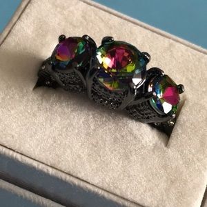 Mystic Topaz Three Stone Ring 8